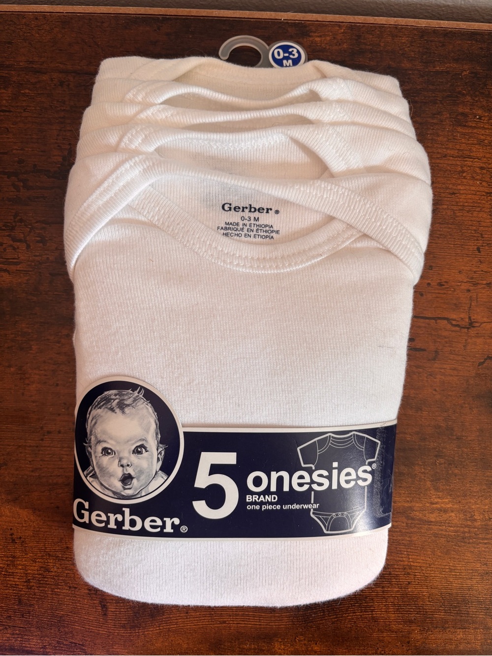 Pack of 5 Authentic Gerber Brand Baby Onesies 0-3 Months
